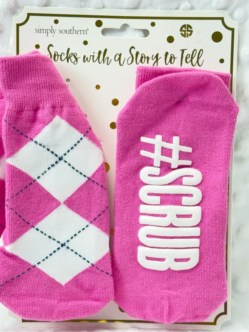 Simply Southern Hot Pink #SCRUB & LIFE Crew Socks size 7–12